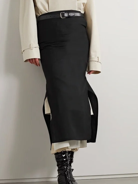 THE ROW Patillon topstitched wool and mohair-blend midi skirt - size 2 - NWT - Picture 2 of 6